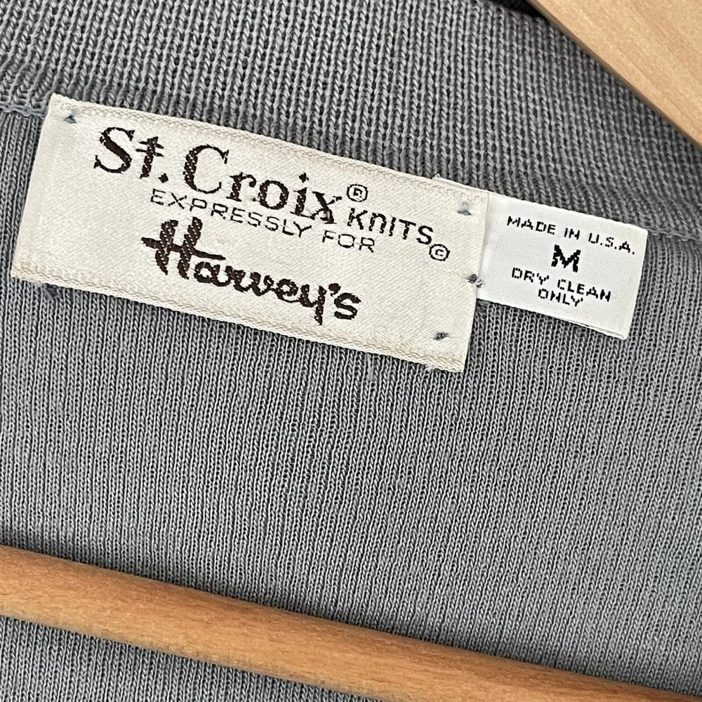 Vtg St. Croix Harveys Mens Button Front Cardigan Size M Zephyr Wool‎ Grandpacore